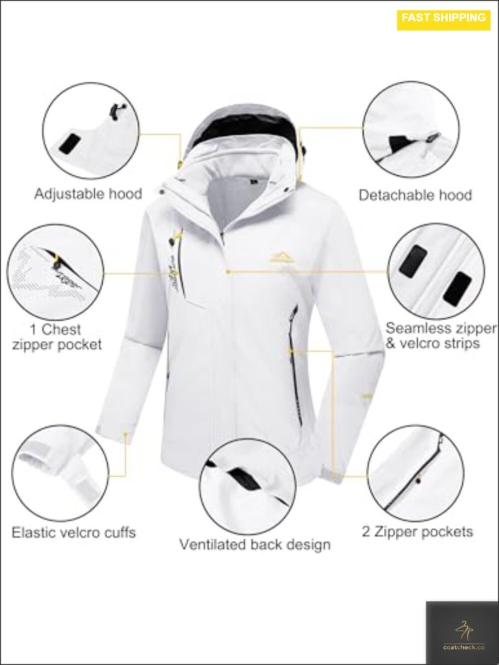 Women's 3-in-1 Ski Jacket Waterproof Windproof Fleece Lined Winter Parka - Picture 5 of 6